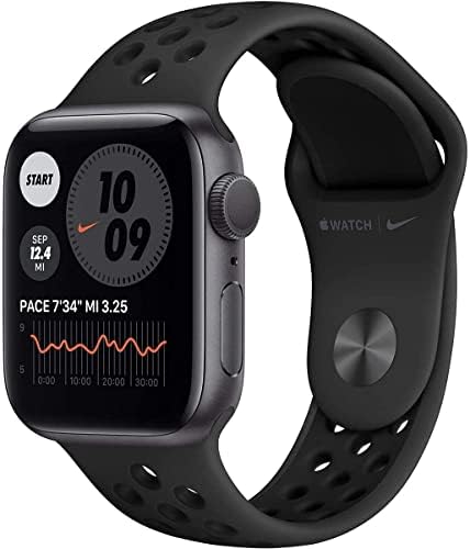 Apple Watch Nike Series 6 (GPS, 40MM) Space Gray Aluminum Case with Anthracite and Black Nike Sport Band (Renewed)