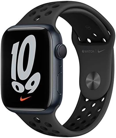 Apple Watch Nike Series 7 (GPS, 45MM) Midnight Aluminum Case with Anthracite/Black Nike Sport Band (Renewed)