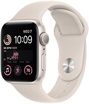 Apple Watch SE (2nd Gen) [GPS 40mm] Smart Watch w/Starlight Aluminum Case & Starlight Sport Band - S/M. Fitness & Sleep Tracker, Crash Detection, Heart Rate Monitor, Retina Display, Water Resistant