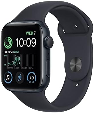 Apple Watch SE (2nd Gen) [GPS 44mm] Smart Watch w/Midnight Aluminum Case & Midnight Sport Band - M/L. Fitness & Sleep Tracker, Crash Detection, Heart Rate Monitor, Retina Display, Water Resistant